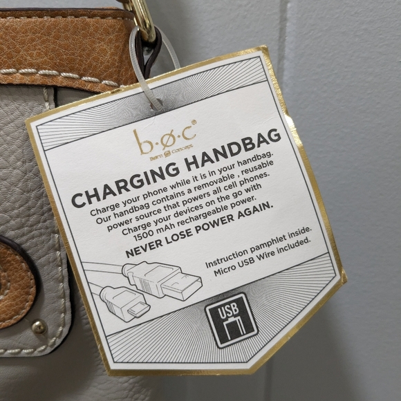 Charging handbag from BOC. Tan with light brown accent. NWT - Picture 3 of 8